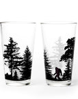 Bigfoot in the Forest Custom Pint Glasses 1